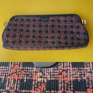 Vintage 50s Stylemark by Mutterperl MCM frame clutch bag tweed plaid corduroy